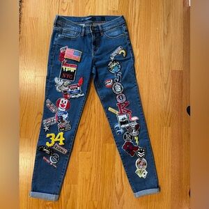 Patch Print Straight Leg Jeans